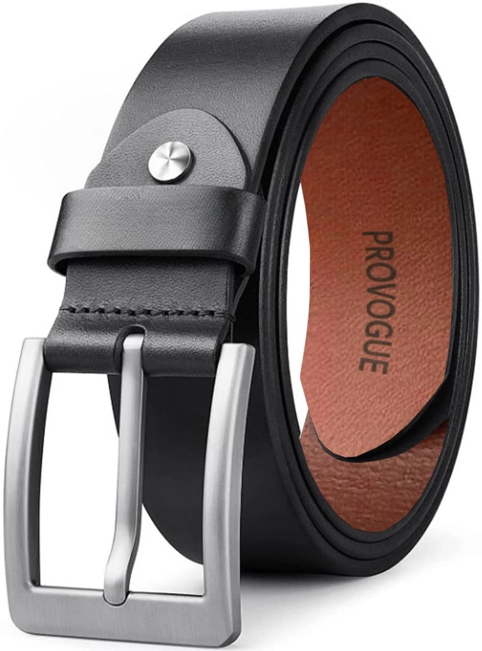 PROVOGUE Men's Black Genuine Leather Belt