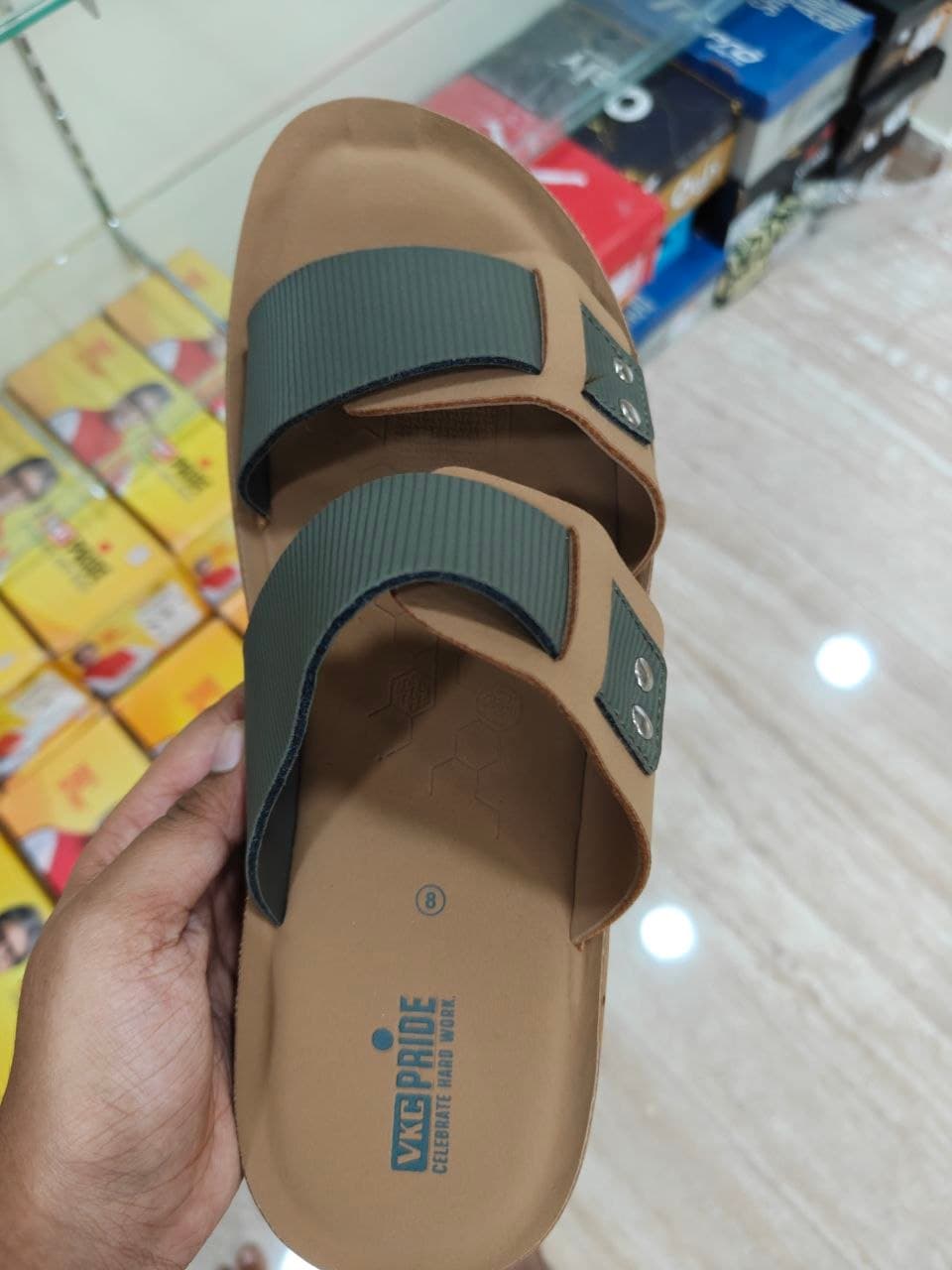 VKC PRIDE Men's Brown and Green Sandals