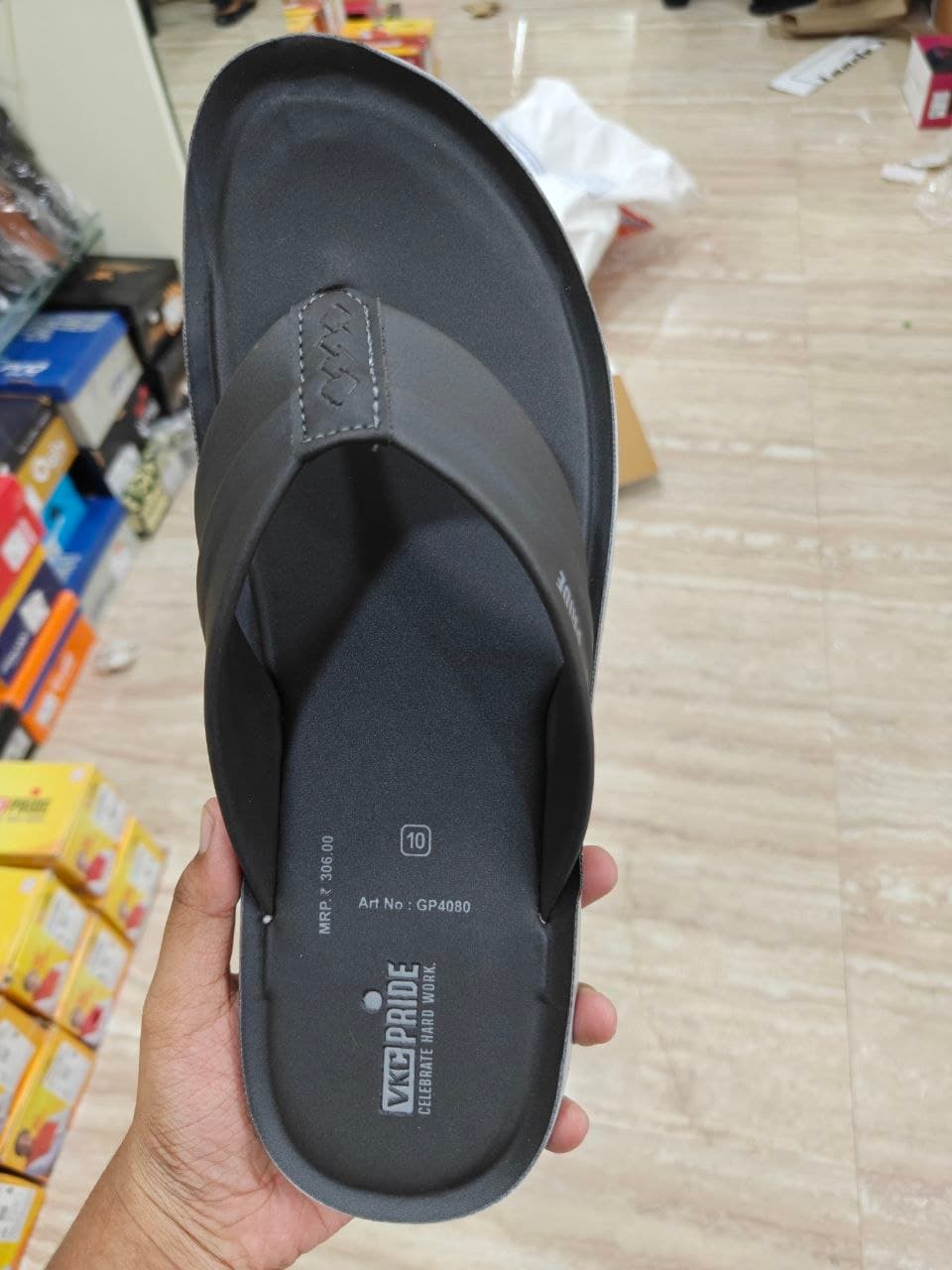 VKC Pride Men's Black Flip Flops