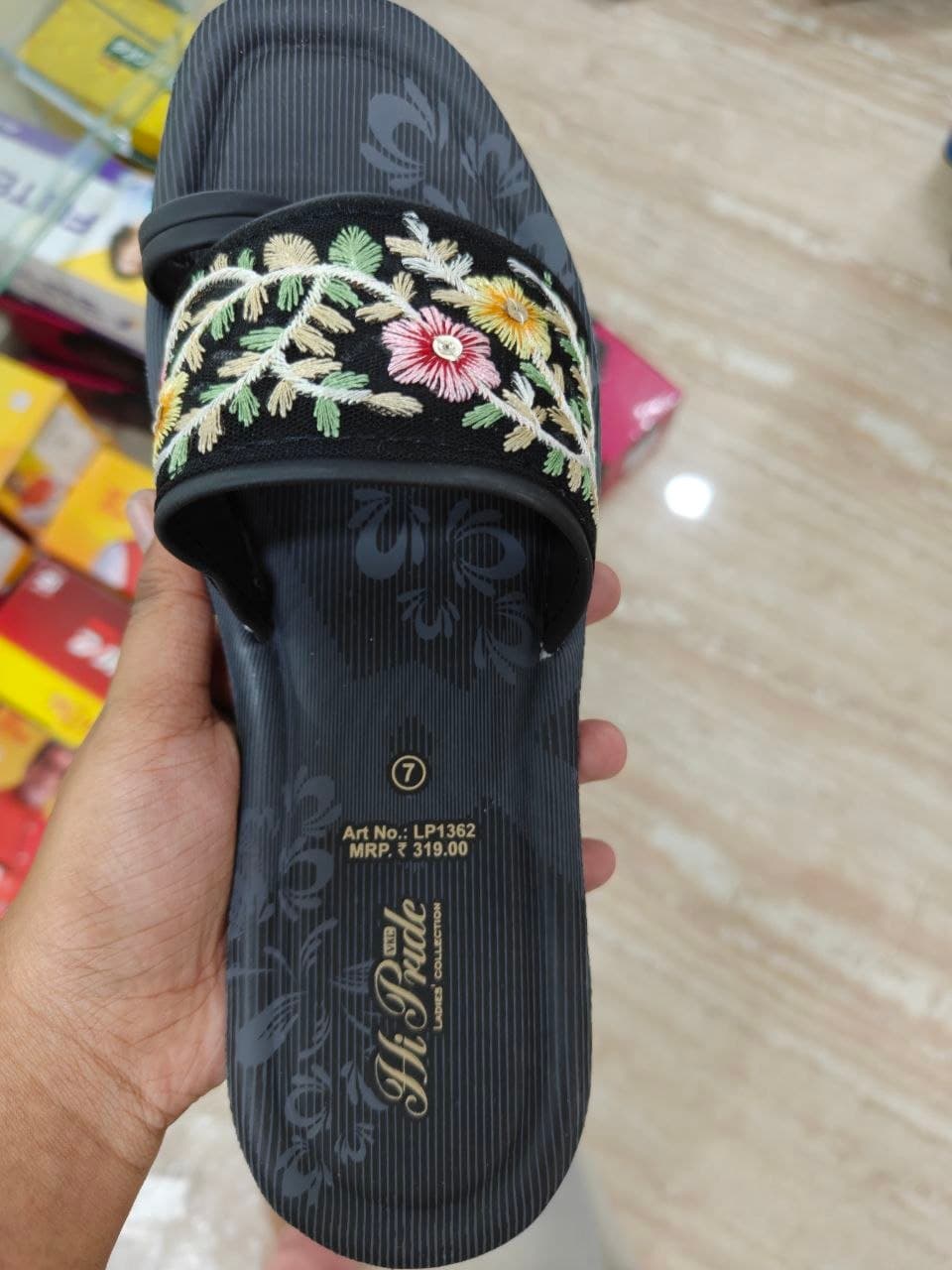 Hi Pride Women's Black Embroidered Sandals