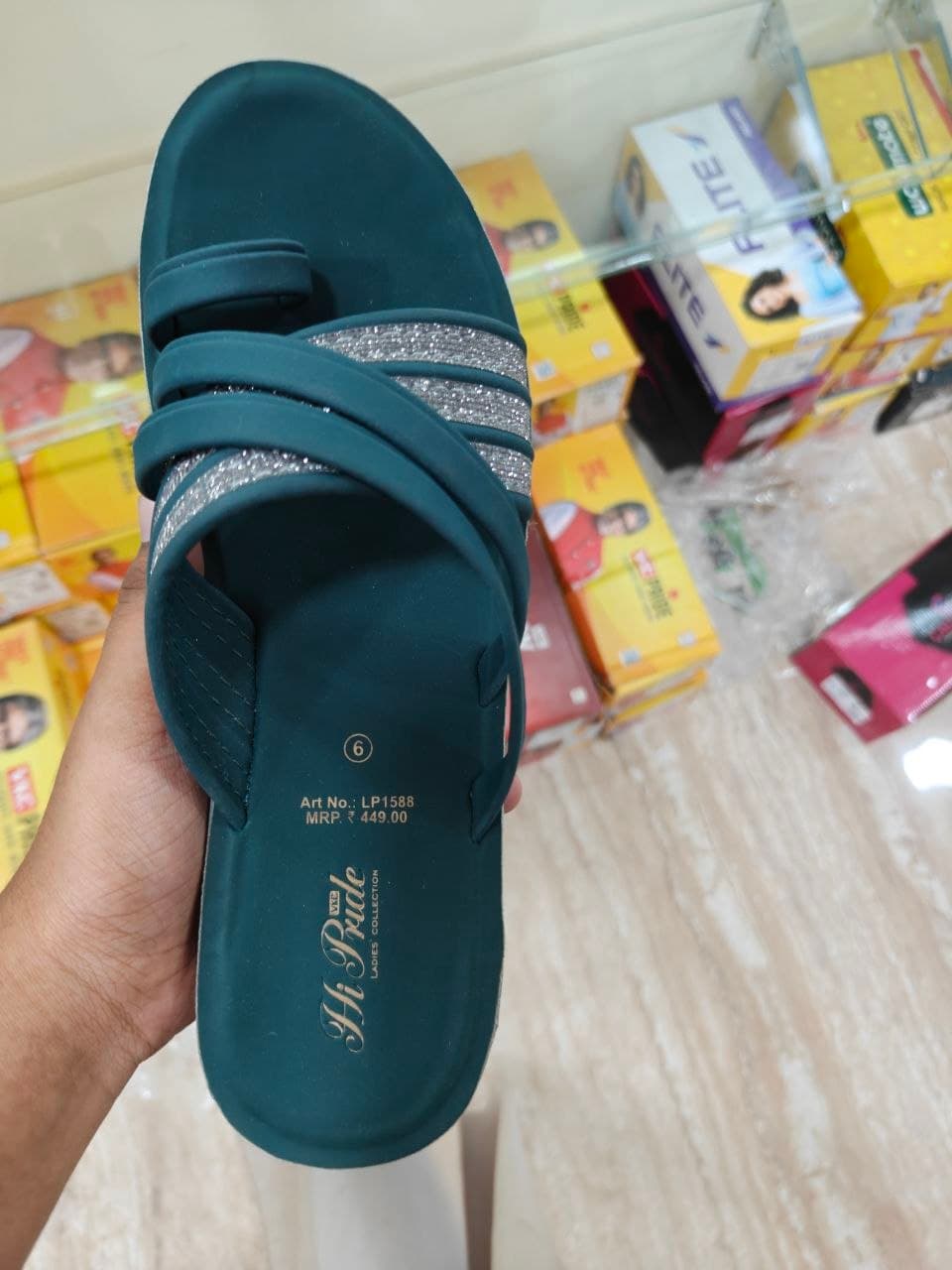 Hi Pride Women's Teal Glitter Strap Sandals
