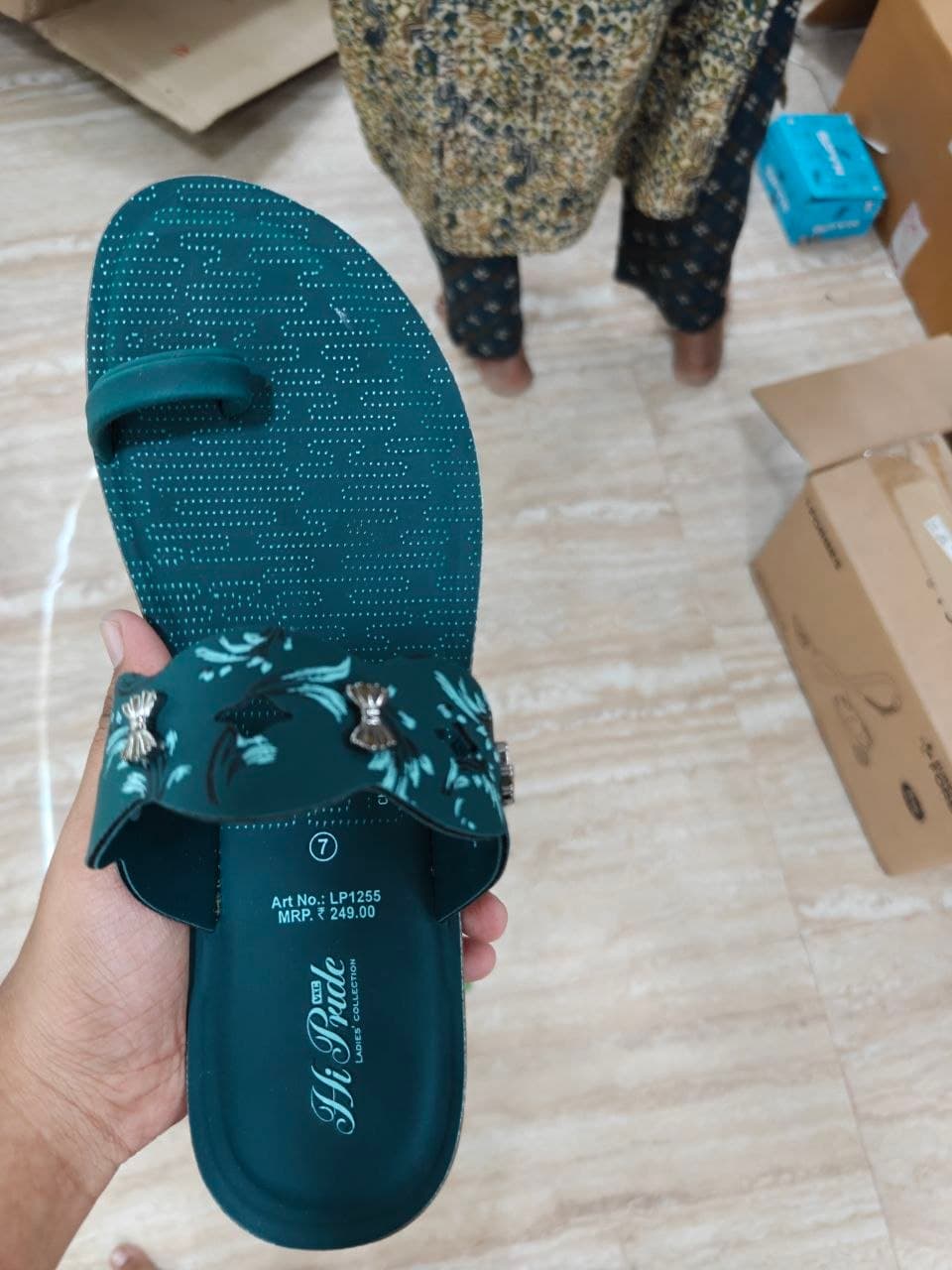 Hi Pride Women's Teal Floral Embellished Sandals